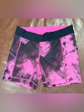 lululemon athletica Pink and Black Tie-Dye Active Bike Shorts